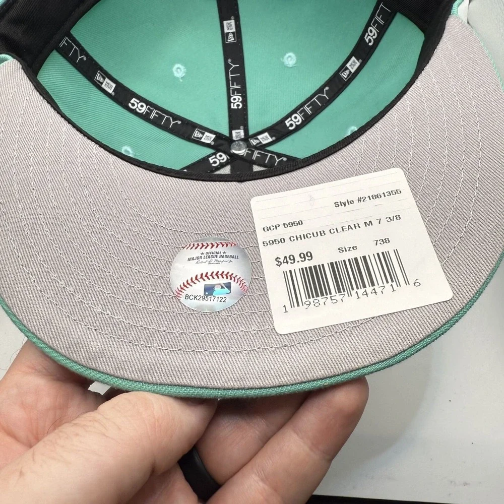 New Era 59Fifty Chicago Cubs Spring Collection Mint Green Hat‎ Size 7 3/8 New